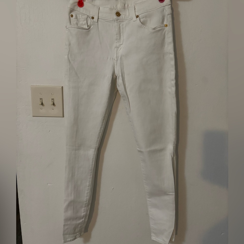 7 For All Mankind Women's Cream Skinny Jeans